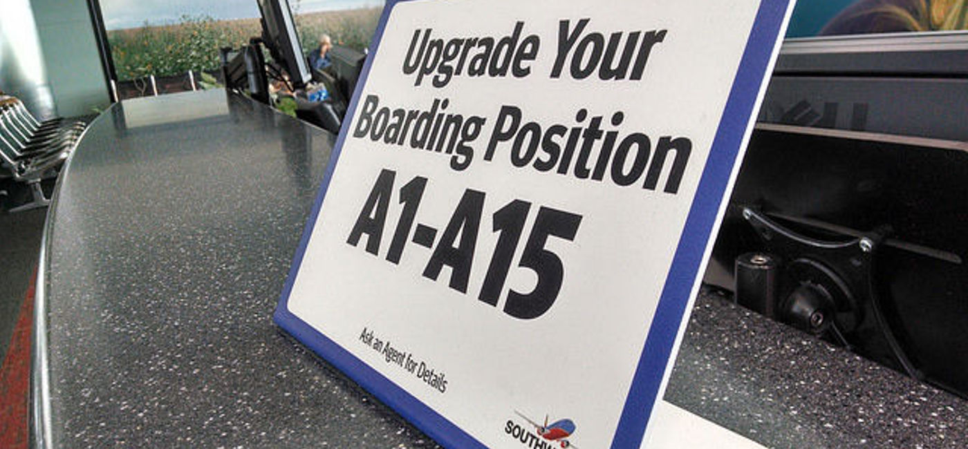 Image: PHOTO: Sign at Southwest Airlines gate counter. (photo via Flickr/Aranami)