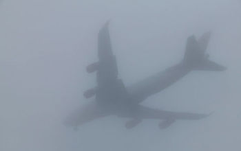 Commercial airliner landing in fog