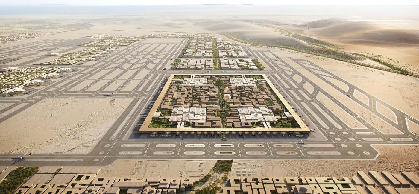 Image: Rendering of King Salman International Airport, Saudi Arabia. (image courtesy of Foster + Partners)