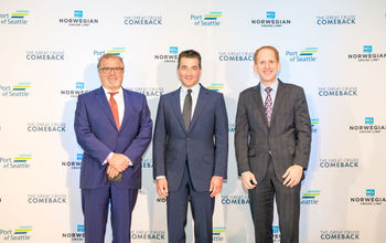 From left, Frank Del Rio, Dr. Scott Gottlieb and Harry Sommer