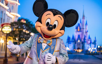 Mickey Mouse dressed in 50th anniversary attire