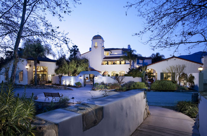 Exterior of the spa facilities at Ojai Valley Inn in Ojai, California. Ojai Valley Inn, spa, exterior, buildings, facilities