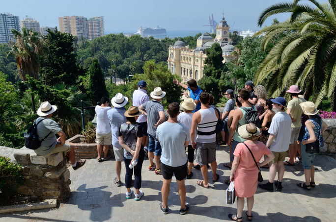 Travelers on a shore excursion. Travelers on a shore excursion.