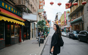 Solo traveler in Chinatown of San Francisco, California.