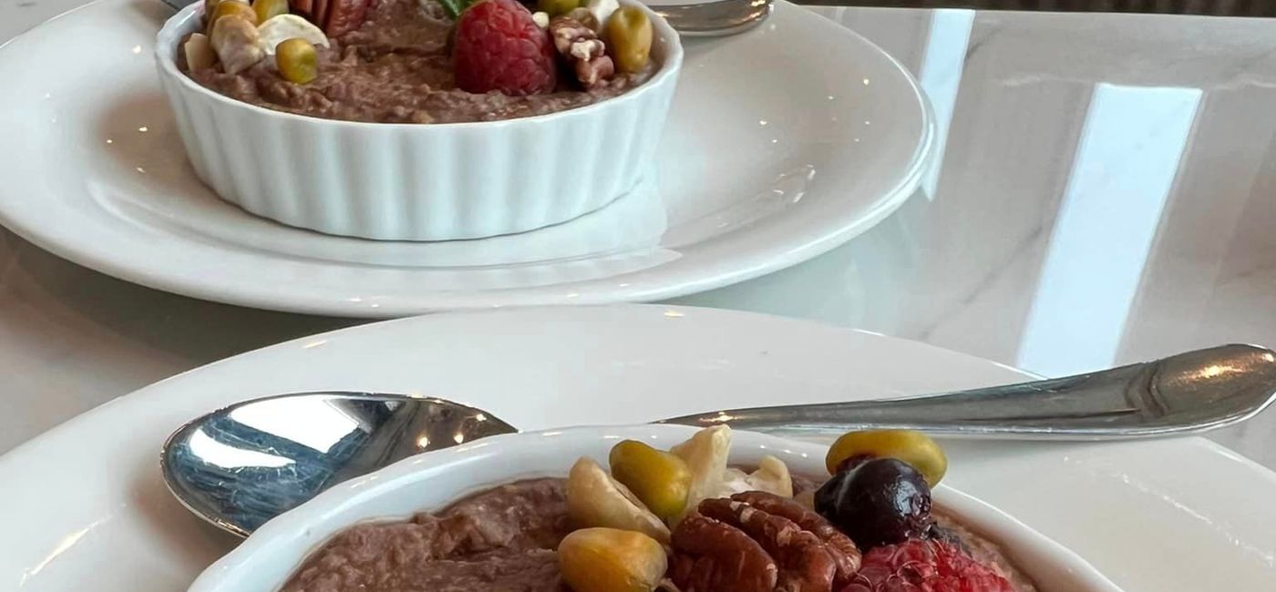 Image: Chocolate humus with chick peas, chocolate, vanilla and oat milk. (Photo Credit: AmaWaterways)
