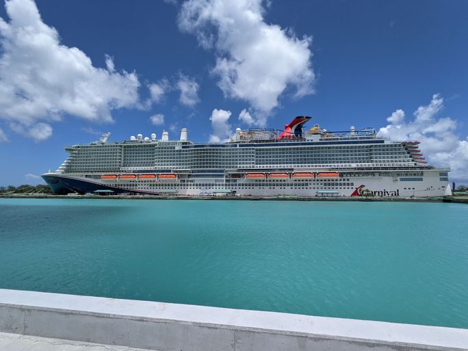 Carnival Mardi Gras cruise ship at port