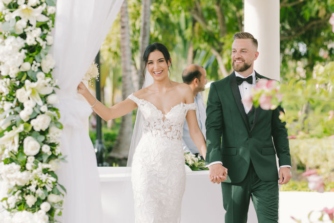 A couple celebrates their wedding at Majestic Resorts Punta Cana