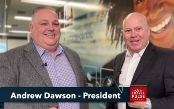 Sunwing's Andrew Dawson with TravelPulse Canada's John Kirk.