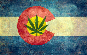 Colorado flag with cannabis