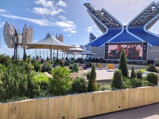 The Rooftop Garden and movie screen aboard Celebrity Beyond.
