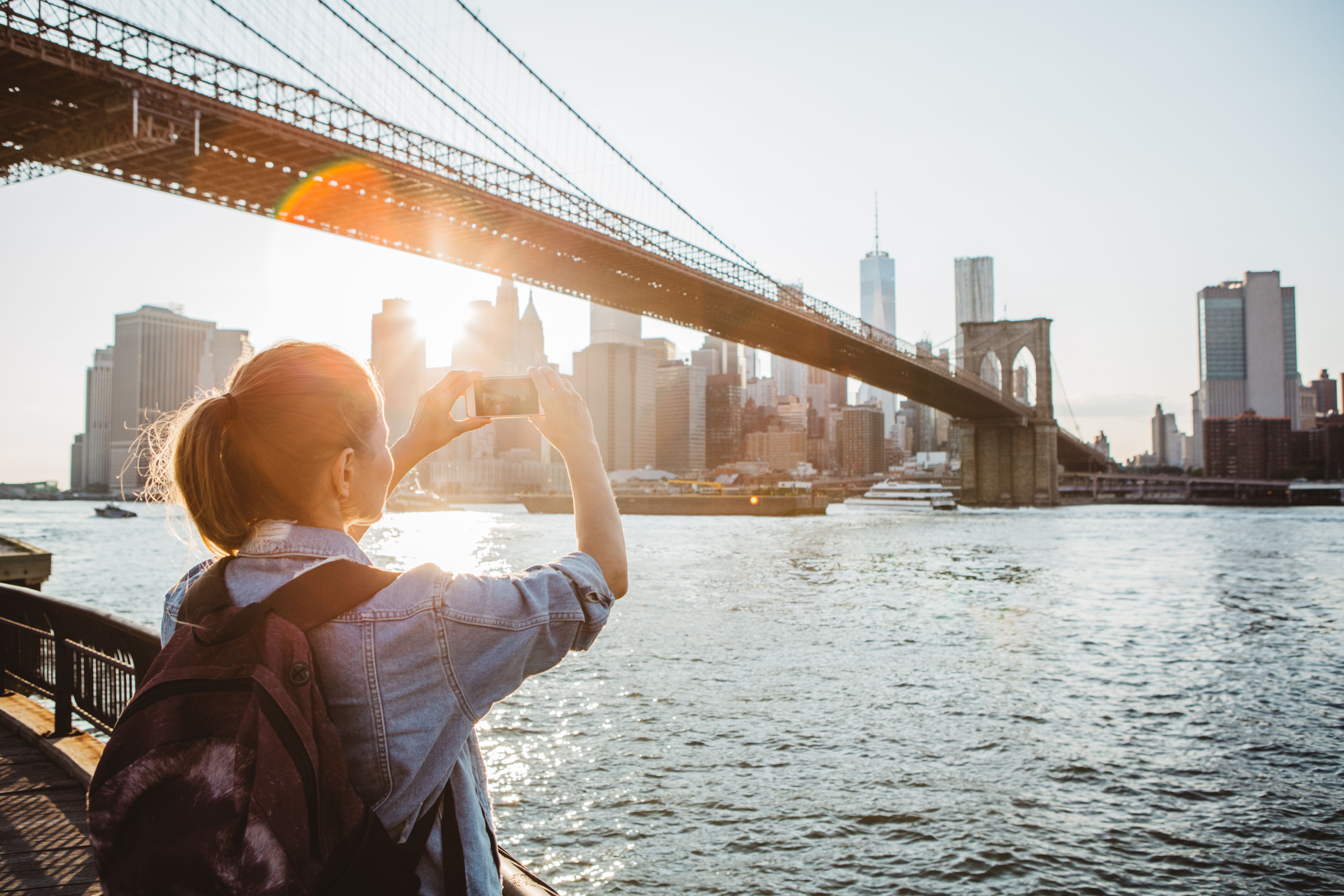 Traveler in New York City taking a picture
