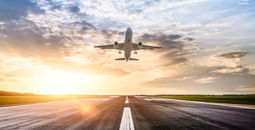 Passenger airplane taking off.