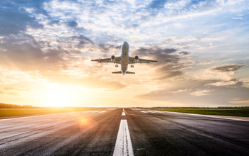 Passenger airplane taking off.