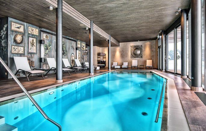 Interior spa pool at the Valsana Hotel Arosa, Arosa, Switzerland. Valsana Hotel, Arosa, Switzerland, spas, pools, interior, wellness, retreats