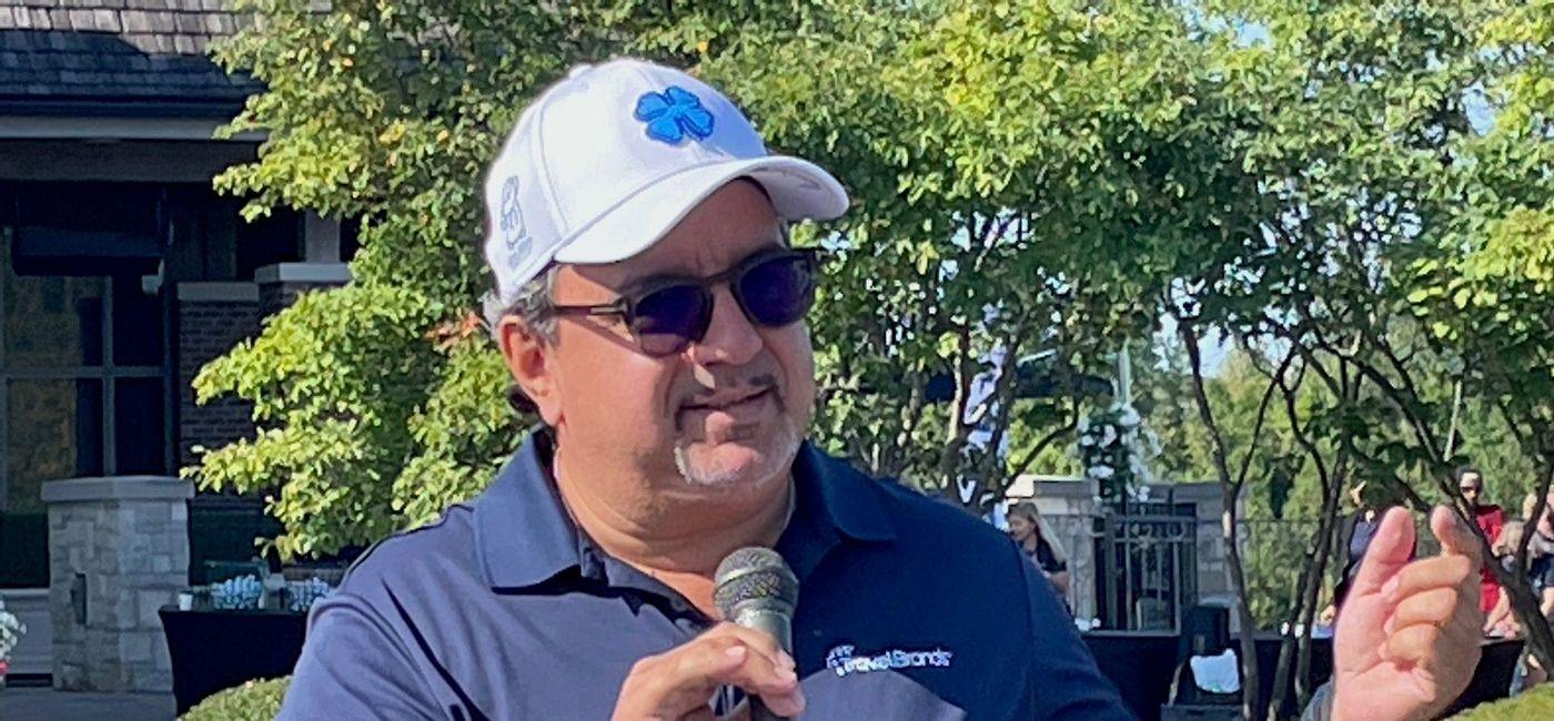 Image: TravelBrands CEO Frank DeMarinis welcomes golfers to the 7th  TravelBrands Annual Charity Golf Classic. (Bruce Parkinson)