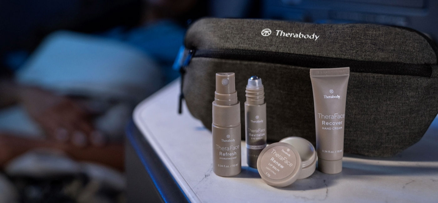 Image: United Airlines' Polaris international business class is now offering Therabody amenity kits. (Photo Credit: United Airlines)