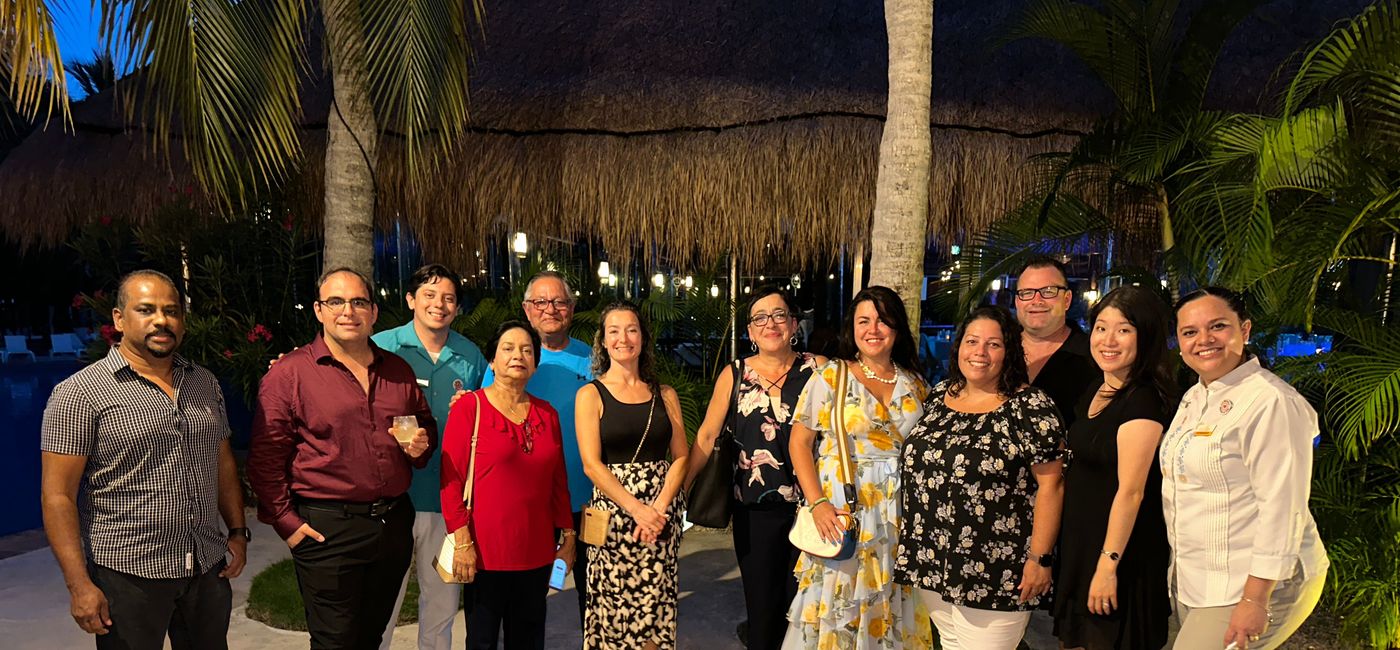 Image: The Centre Holidays top performers group at El Dorado Casitas. (Left to right) Akbar Azeez, Teodor Mihail, Arturo Rios Gil (Grupo Lomas BDM), Jillian Montaut (Centre Holidays - Manager, Administration and Recruitment), Carlton Montaut (Centre Holidays CEO), Anna Aitchison, Senta Marsolais, Oksana Maschak, Vanessa Martinez, Patrick Monette, Ami Jagger (Program Manager), Fernanda Rossano (El Dorado Royale, Sales Manager). (Photo Credit: Centre Holidays)