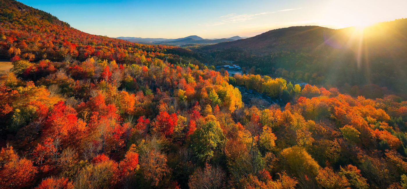 Image: Autumn at sunrise in New England. (photo via heyengel / iStock / Getty Images Plus)