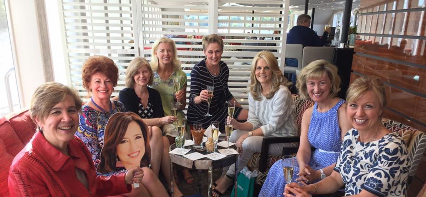 Image: PHOTO: A gaggle of Godmothers. L-R Jackie Friedman, president of Nexion, Vanessa Lee, president of Cruise Strategies, and other Godmothers including Kristin Karst, Godmother of AmaKristina. (Photo courtesy of Jackie Friedman).