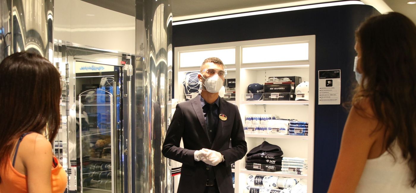 Image: PHOTO: MSC Grandiosa, All Crew Wear Appropriate PPE ((photo via MSC Cruises))