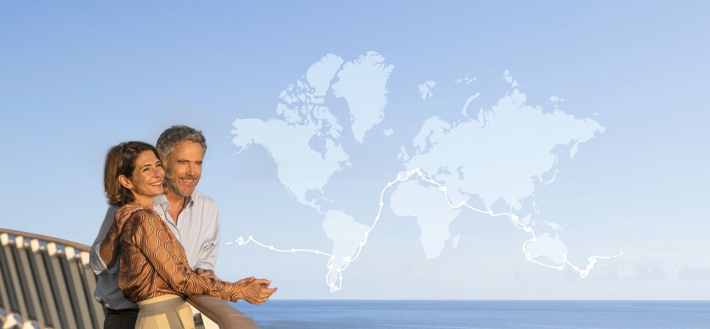 Image: A map of MSC's newest World Cruise itinerary, sailing in January, 2025. (photo via MSC Cruises) ((photo via MSC Cruises))