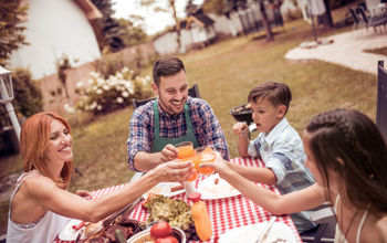 Family enjoying a staycation at home