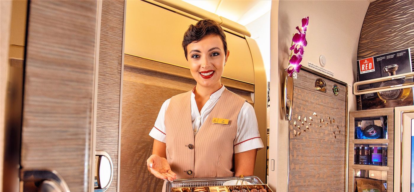 Image: A tray of sweets are just one small part of an overall upgrade for Emirates Airlines plane. (Emirates Airlines)