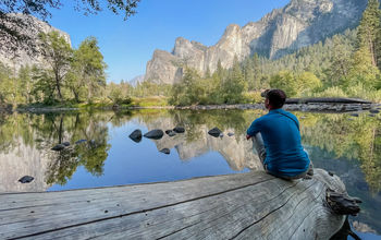 A traveler visiting Yosemite National Park