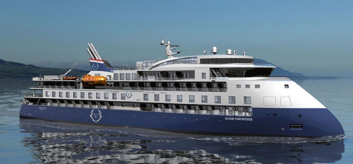 Image: A rendering of Victory Cruise Lines' new Ocean Discoverer, scheduled to debut in 2023. (courtesy of Victory Cruise Lines) (Ocean Discoverer)