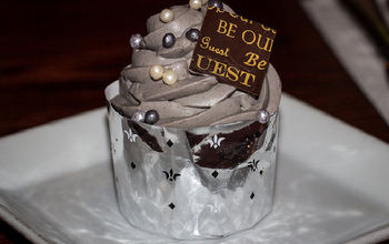 At Be Our Guest Restaurant: The Master's Cupcake - Chocolate Sponge Cake topped with Lumiere’s special 'Grey Stuff'