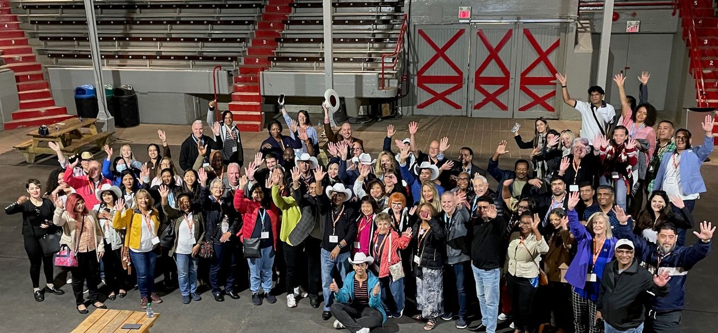 Image: The Canada Jetlines inaugural fam trip group enjoyed a 'Stampede-style' breakfast at the Calgary Stampede grounds. (Bruce Parkinson)