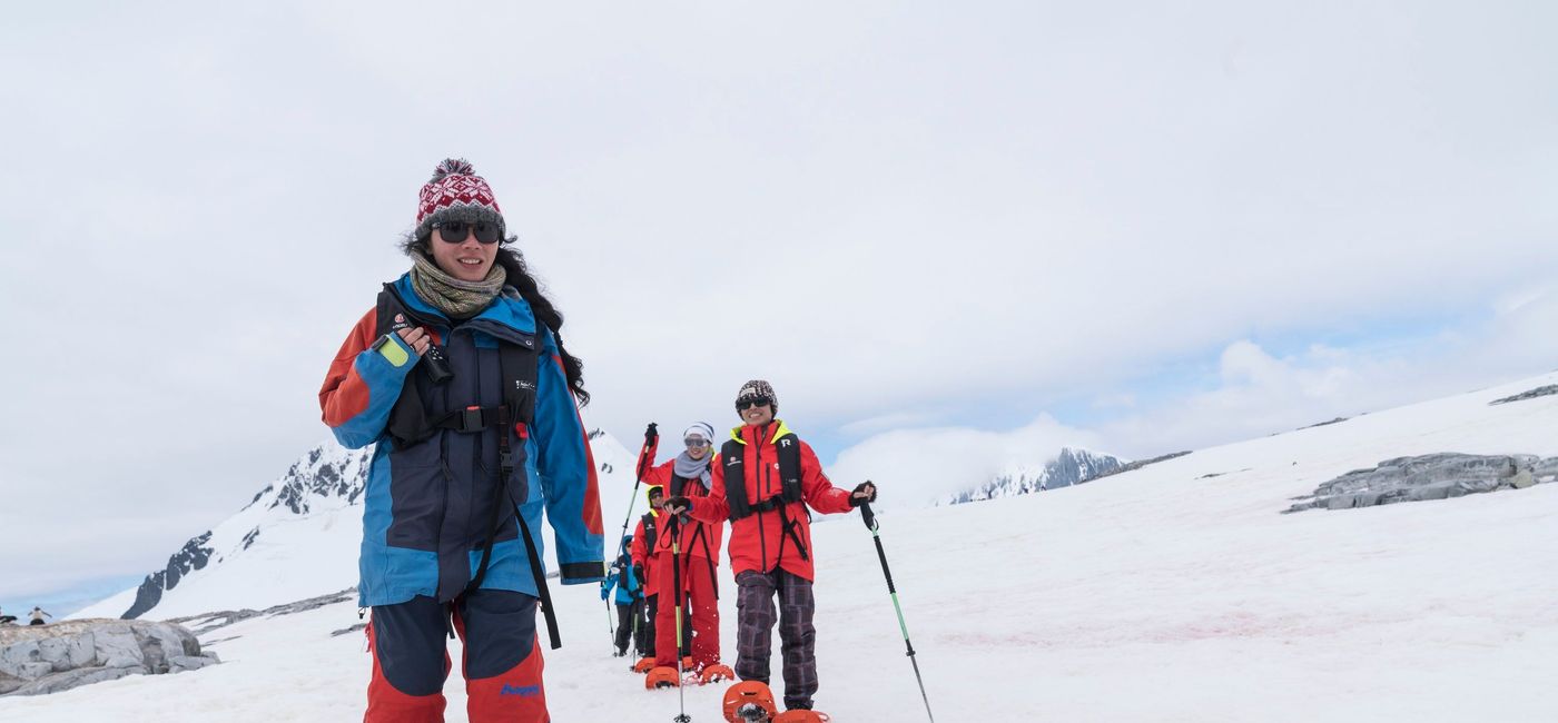 Image: PHOTO: Snowshoeing in Antarctica. (photo via Hurtigruten)