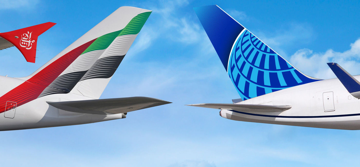 Image: Emirates and United Airlines. (Photo Credit: United Airlines Media)