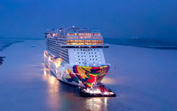 Norwegian Encore begins her conveyance.