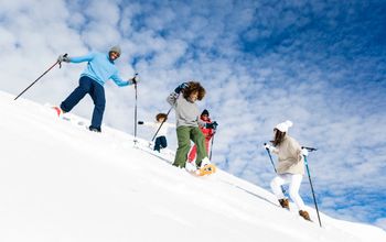 A family skiing