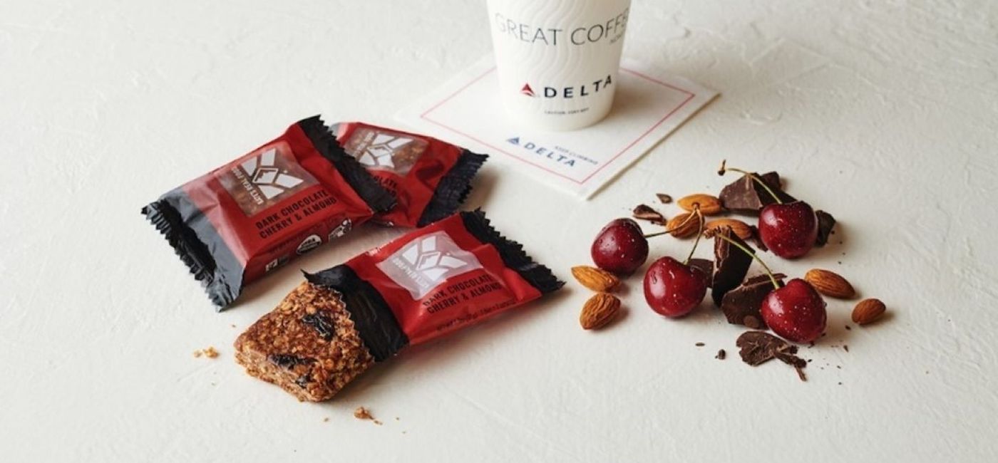 Image: Kate's Real Food Bars, now available on Delta Air Lines as part of its plant-based, healthier food options. (photo via Delta Air Lines) ((photo via Delta Air Lines))