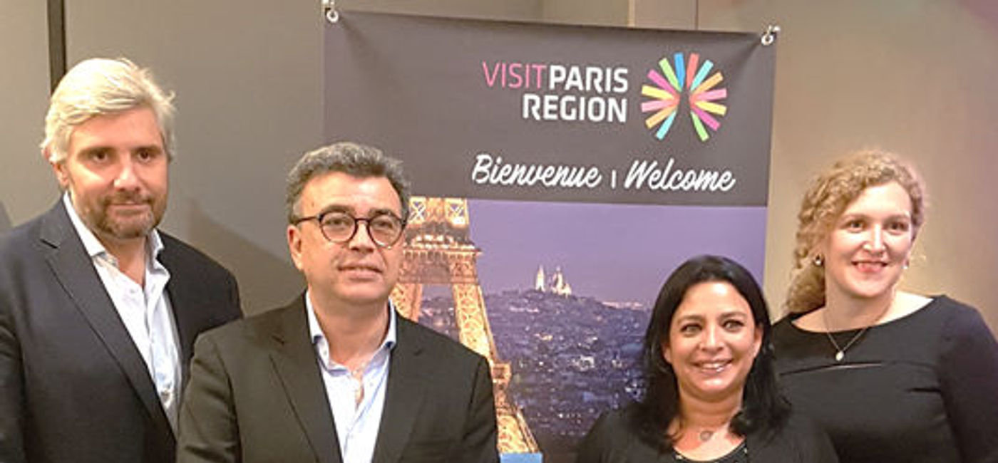 Image: De gauche à droite: M.Christophe Decloux, directeur général du Comité Régional du Tourisme Paris Région,M.Hamid Kamil, directeur de la Promotion France et International du Comité Régional du Tourisme Paris Région,Mme Lanika Léger, chargée de mission promotion du Comité Régional du Tourisme Paris Région,Mélanie Paul-Hus, directrice au Canada, Atout France. (Mission Région Paris 2019)