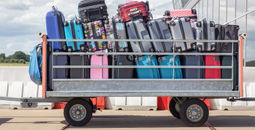 airports, trailers, carts, wagons, luggage, baggage, bags, suitcases, checked