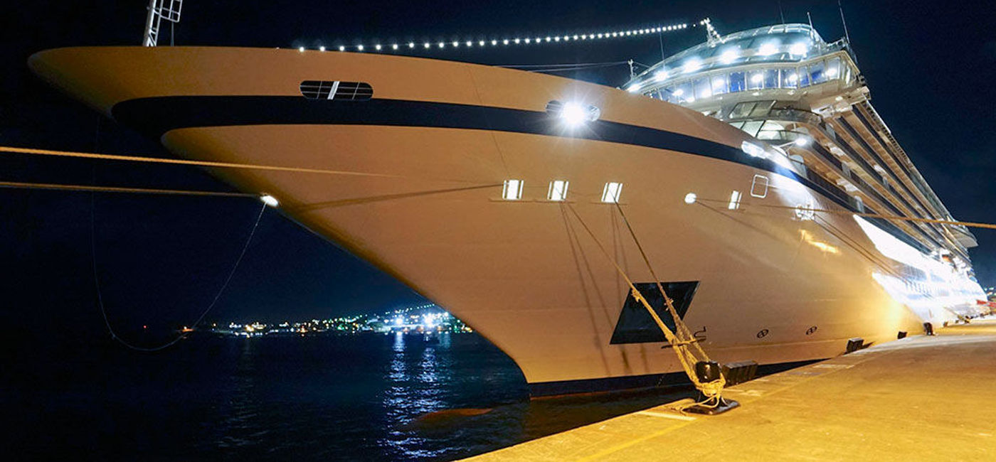 Image: PHOTO: Viking Ocean Cruises' Viking Star at night. (photo by Jason Leppert)
