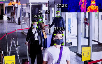 Temperature-scanning technology and thermal imaging at an airport terminal.