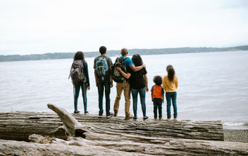 Family enjoying a hike in the Pacific Northwest
