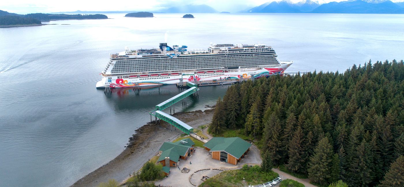 Image: Norwegian Joy at Icy Strait Point. (Photo via Norwegian Cruise Line) (Norwegian Cruise Line Media)