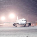 Airplane, winter, storm, blizzard, snow, tarmac, airport