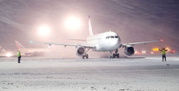 Airplane, winter, storm, blizzard, snow, tarmac, airport