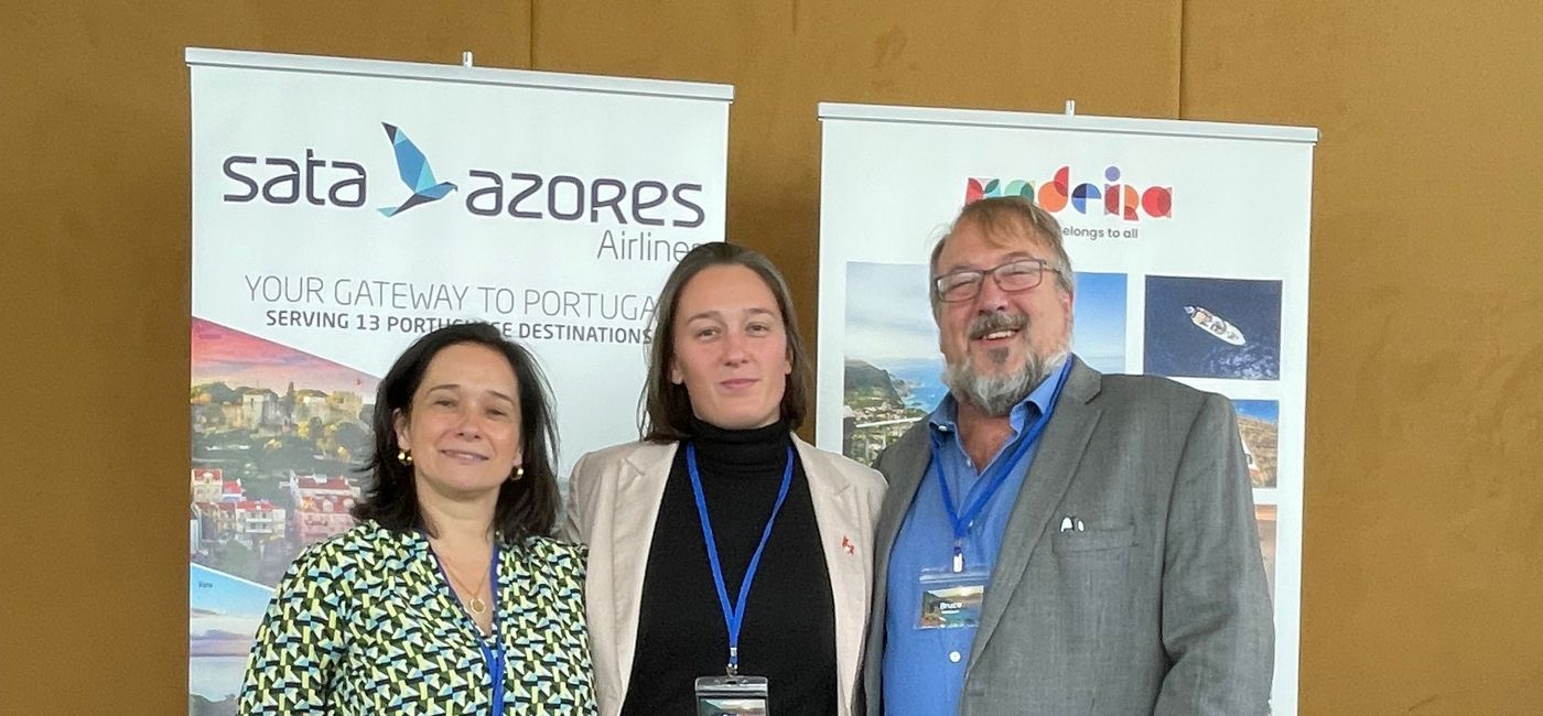 Image: Ines Almeida, Director Canada for the Portugal Tourism Office, with TravelPulse Canada's Bruce Parkinson and Rosie Bayntun, Account & PR Manager at Madeira Promotion Bureau. (Photo Credit: Bruce Parkinson)