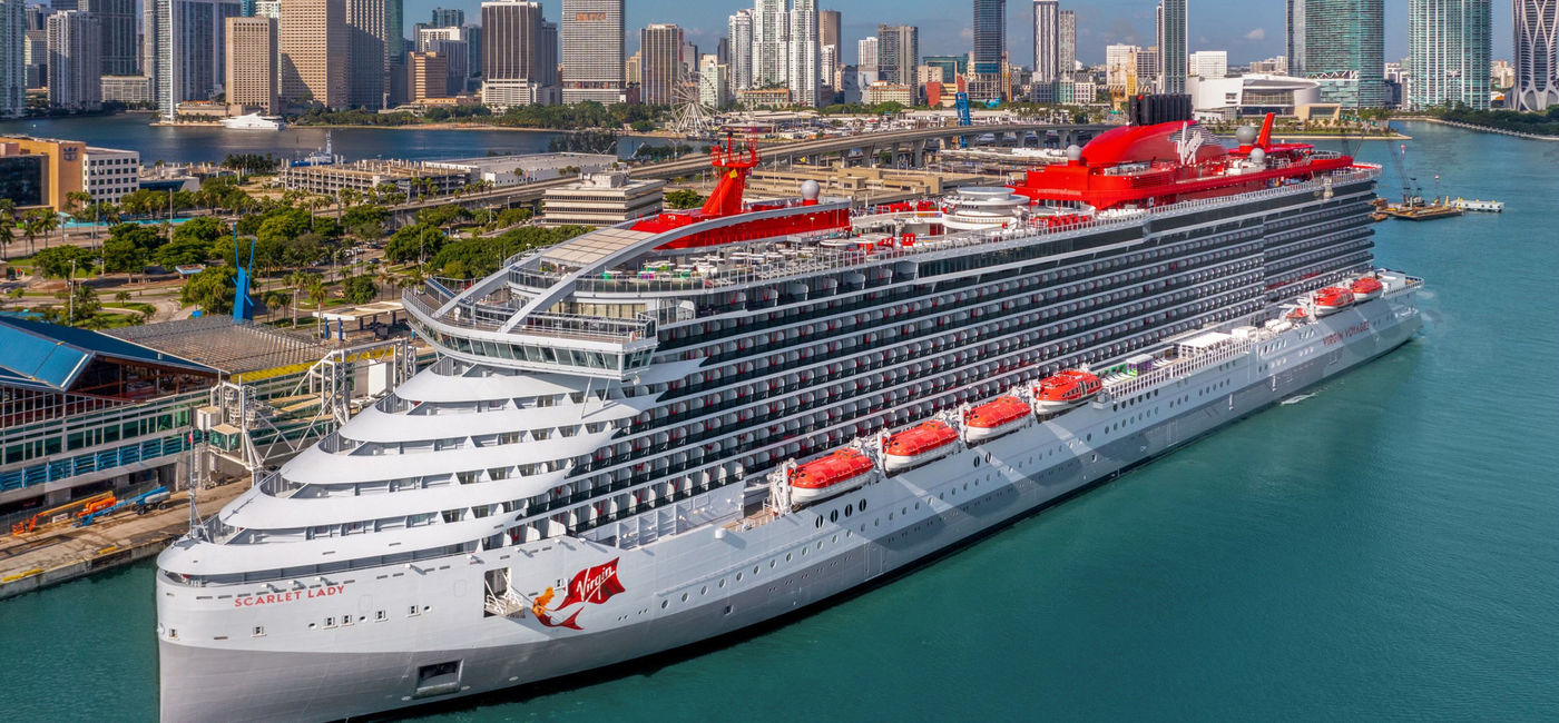 Image: The Scarlet Lady in Miami. (Photo via Virgin Voyages)