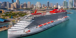 Virgin Voyages' first ship, Scarlet Lady, in Miami.