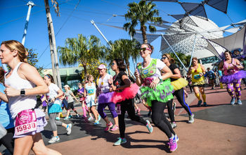 Runners in Epcot for a runDisney Marathon