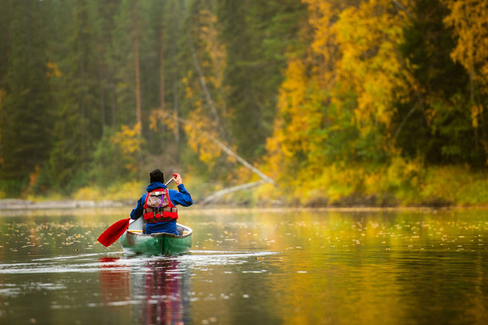 Sweden, Swedish Lapland, Skelleftea, canoeing, autumn, fall, kayaking