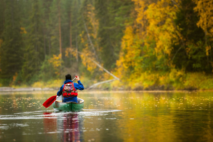 Sweden, Swedish Lapland, Skelleftea, canoeing, autumn, fall, kayaking